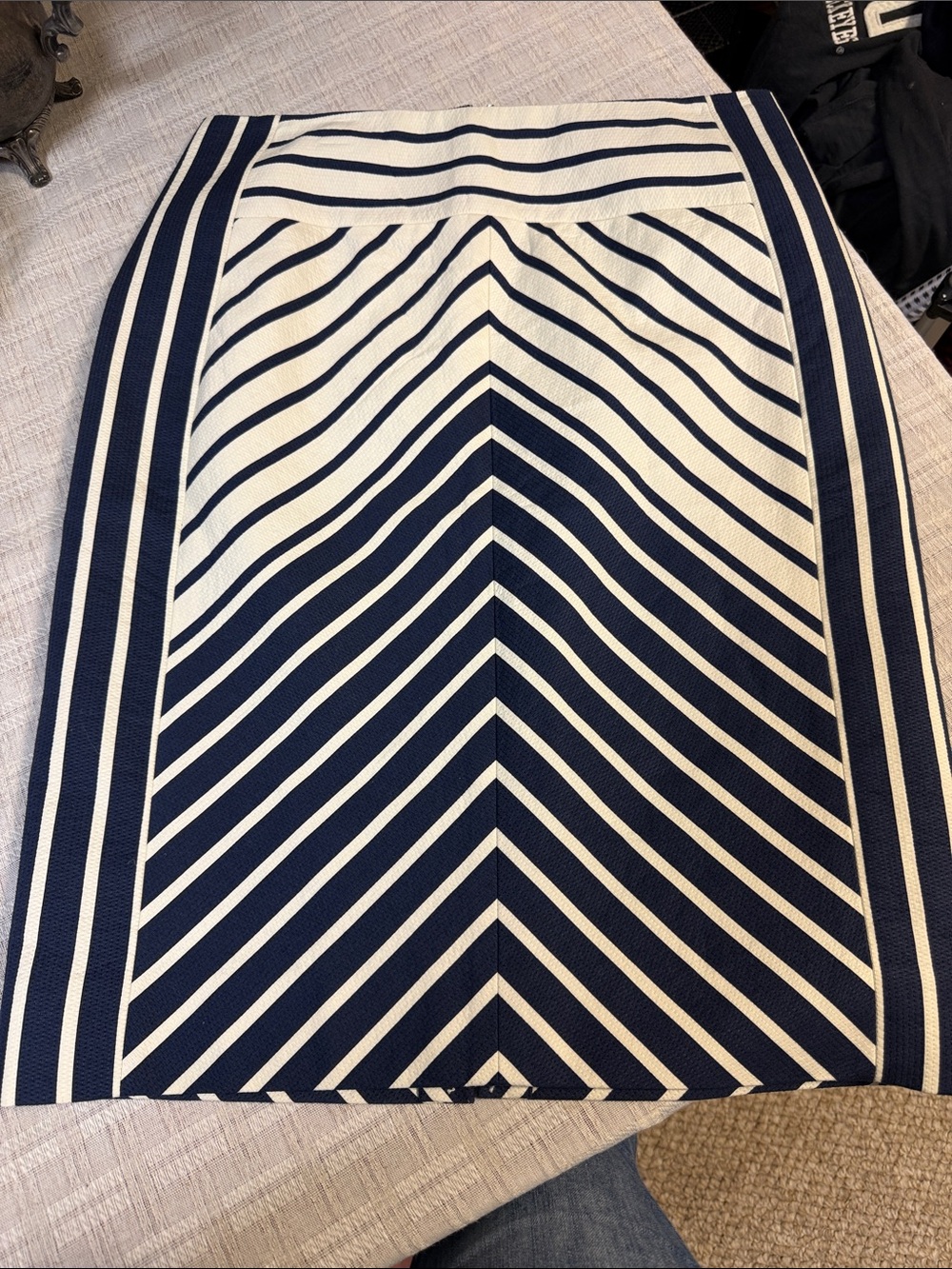 J. Crew Navy and White Striped A-Line Skirt